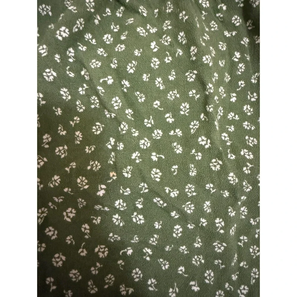 Reformation Green Ditsy Floral Ruffle‎ Scoop Neck Puff Sleeve Top XS EcoVero